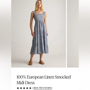 Blue Smocked Midi Dress by Quince